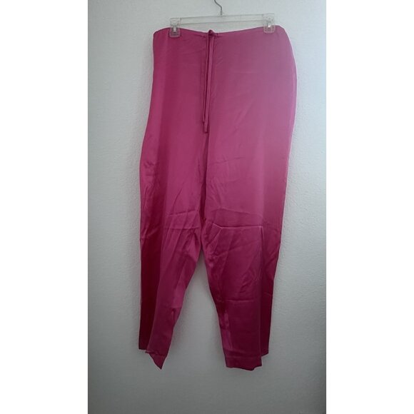 NWT Crabtree & Evelyn Sleepwear Set S Hot Pink 100% Silk Old Money Coquette Vtg - Picture 11 of 12